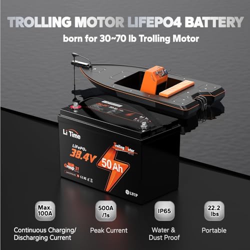 LiTime 36V 50Ah LiFePO4 Trolling Motor Battery with Charger L15186