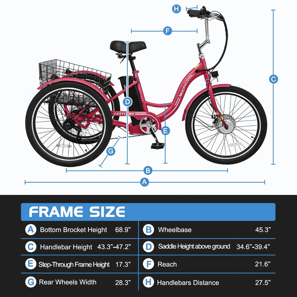 Lilypelle Adult Electric Tricycle 3-Wheel Bike for Seniors E1378