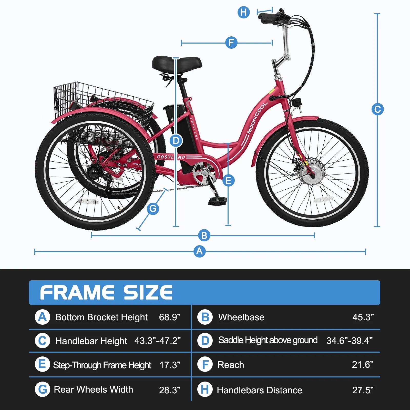 Lilypelle Adult Electric Tricycle 3-Wheel Bike for Seniors E1378