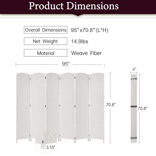 Rose Home Fashion 6 ft Tall Room Divider 4 Panel Folding Privacy Screen, Dark Coffee C8634