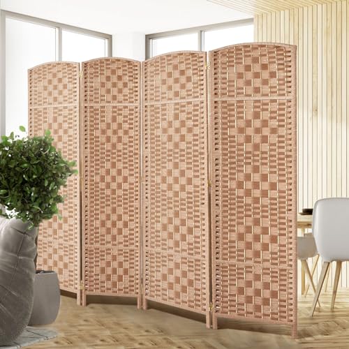 Rose Home Fashion 6 ft Tall Room Divider 4 Panel Folding Privacy Screen, Dark Coffee C8634