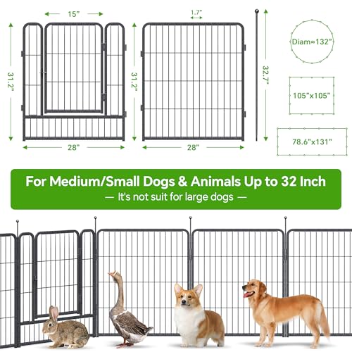 Mr Ironstone Dog Playpen 40" Height 8 Panels Portable Foldable Indoor Outdoor Pet Fence D44635