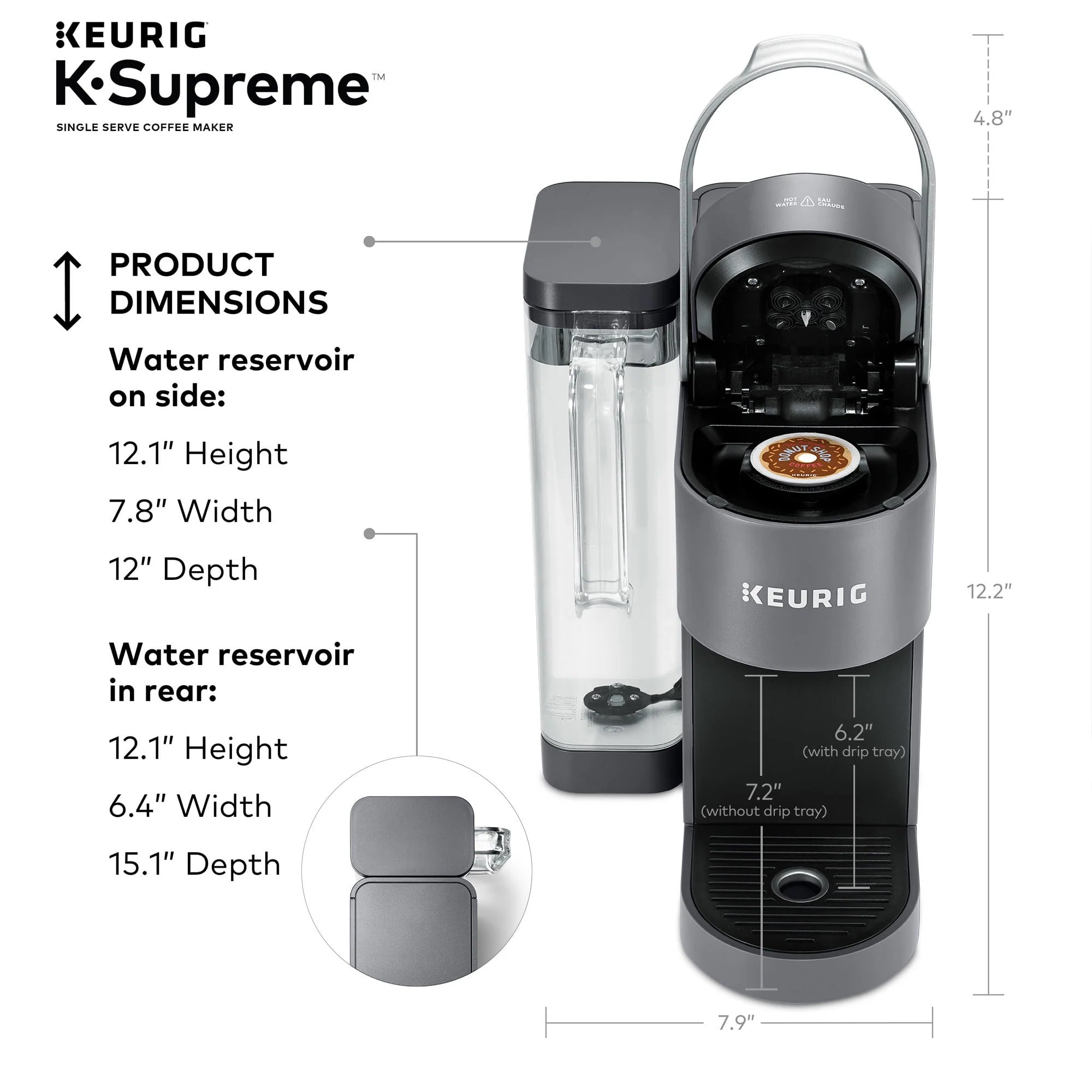 Keurig® K-Supreme Single Serve K-Cup Pod Coffee Maker, Gray N1912