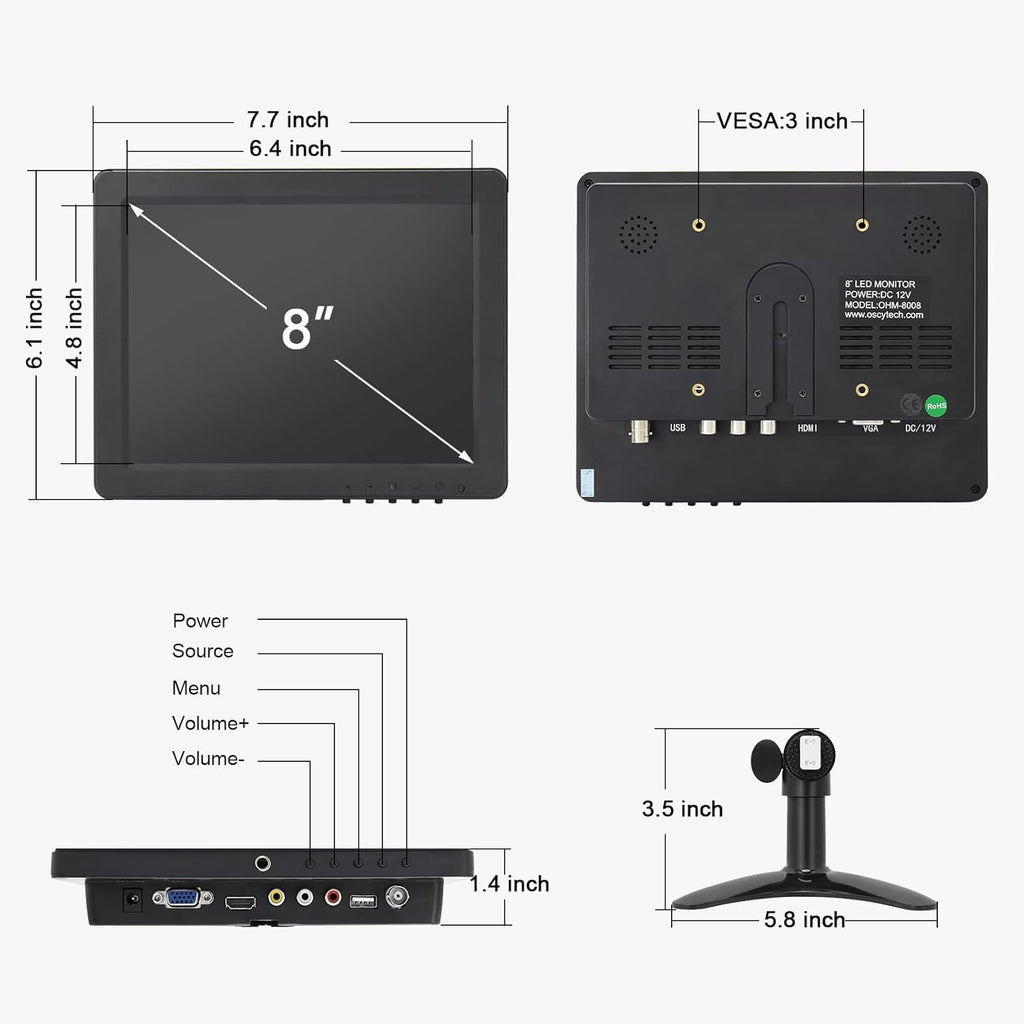 8 inch Portable HDMI Monitor 1080P with Speakers, Pack of 2 G2942
