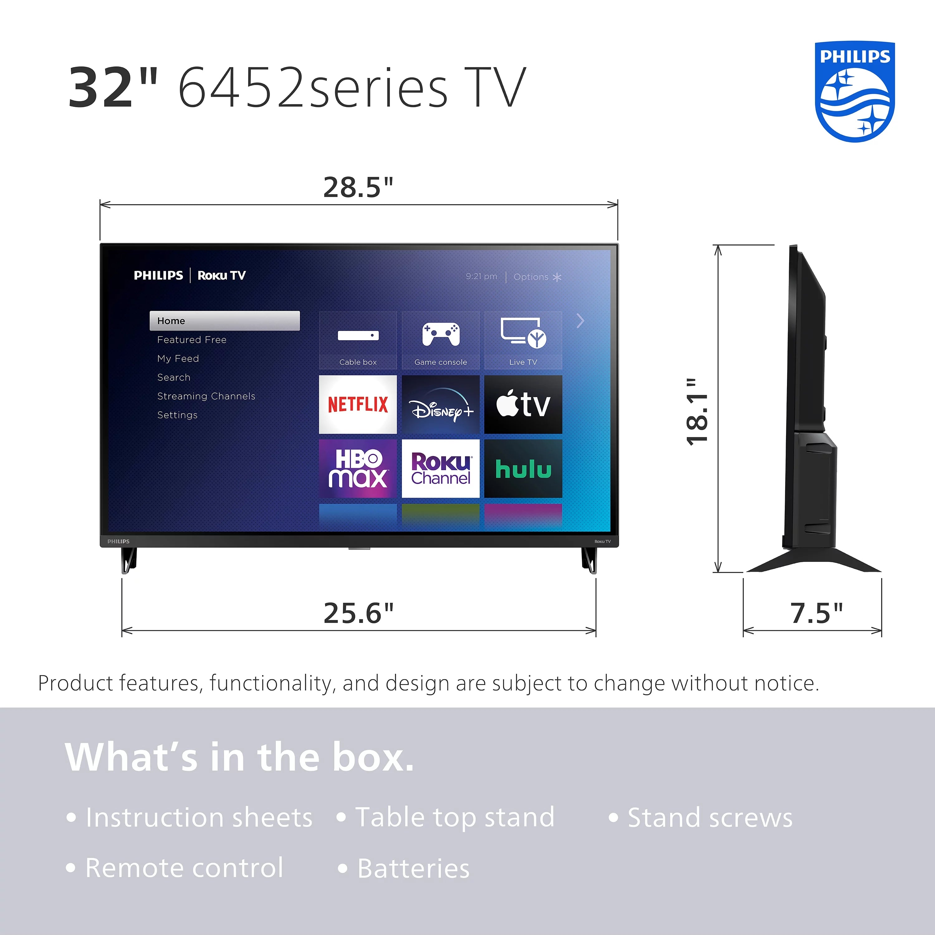 Philips 32" 720P Smart Roku LED TV X52759