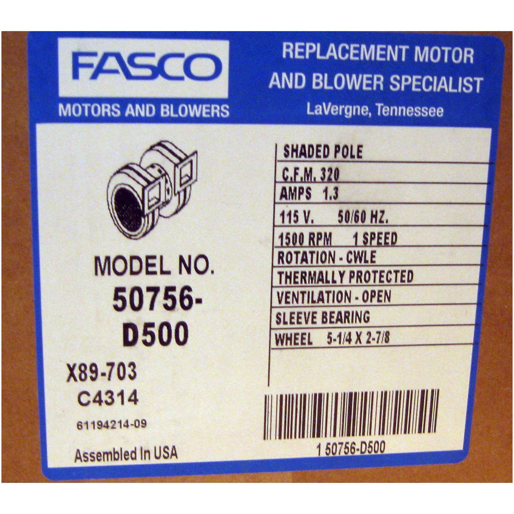 Fasco 50756-D500 Centrifugal Blower V93818
