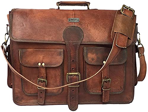 Vintage Leather Messenger Bag for Men with 18 Inch Laptop Compartment I17180