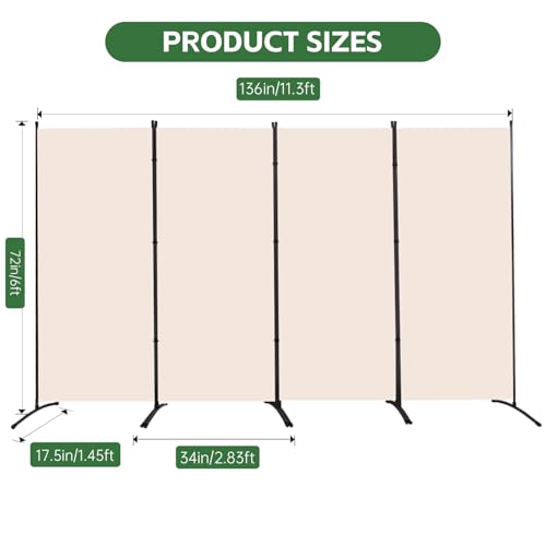 Room Divider Folding Privacy Screens, 3 Panel Portable Partition Q514484