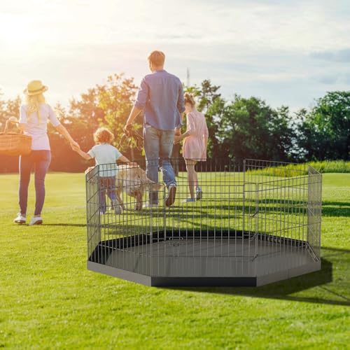 Artmeer Pet Playpen 8 Panels 24 Inch Foldable Dog Fence Kennel, Black N172167