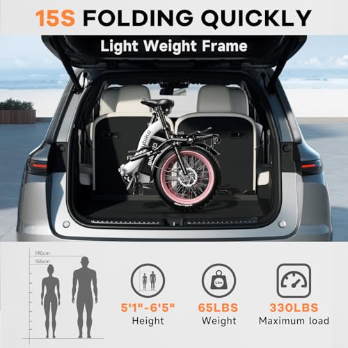 Folding Electric Bike 1000W 48V 20AH Removable Battery 20" Fat Tire for Adults C847123