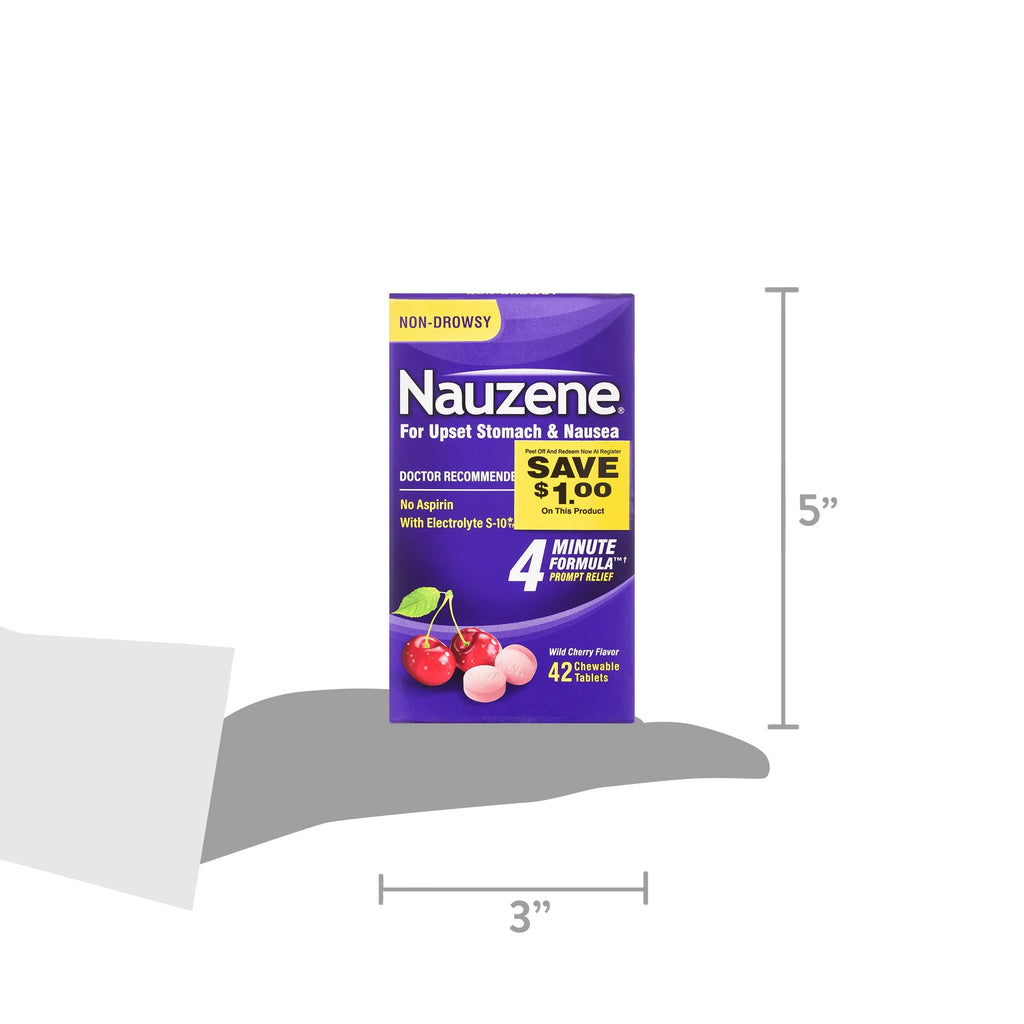 Nauzene Nausea Relief Chewable Tablets Wild Cherry, 42 Count F4449