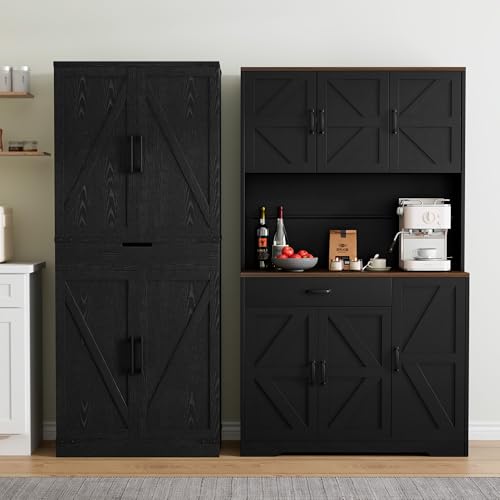 72" Tall Storage Cabinet with Adjustable Shelves & Steel Frame, Dark Grey F5479