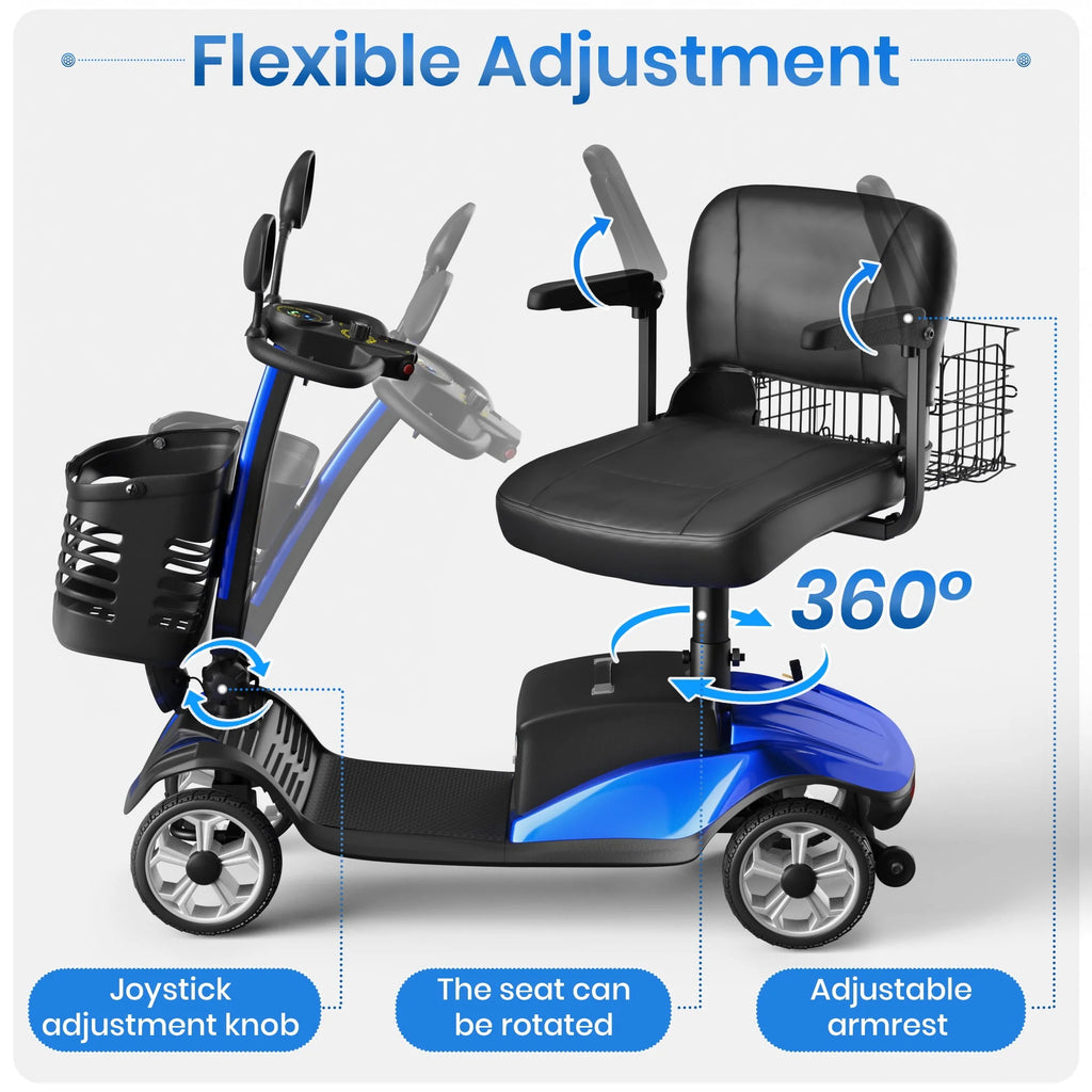 SACVON 4 Wheel Mobility Scooter for Seniors, Foldable, 330lbs, Red R1779