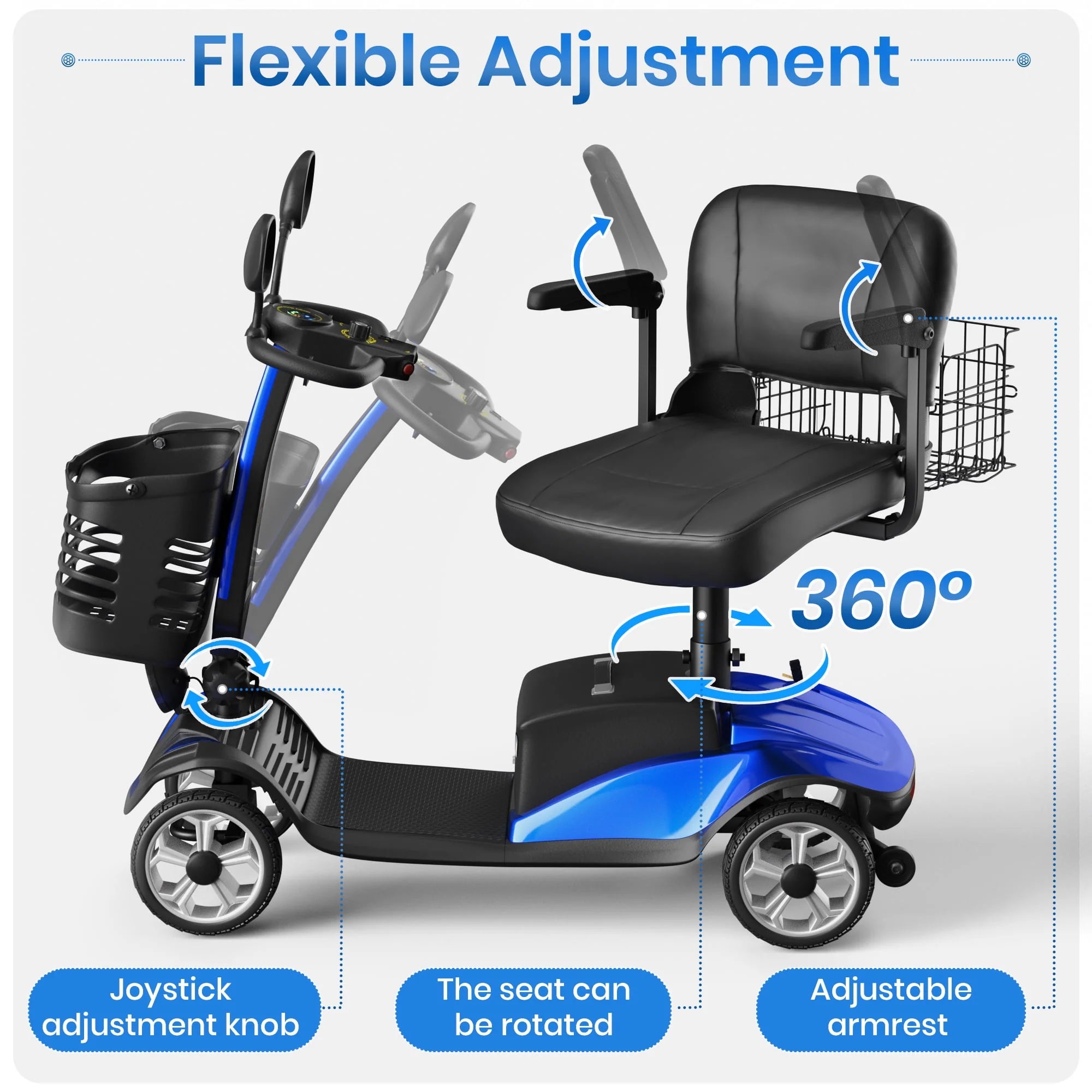 SACVON 4 Wheel Mobility Scooter for Seniors, Foldable, 330lbs, Red R1779