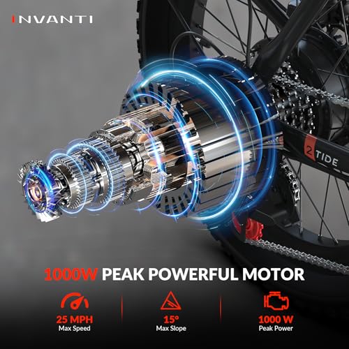 Folding Electric Bike 1000W for Adults, 20" Step-Thru Fat Tire, 7-Speed D6852