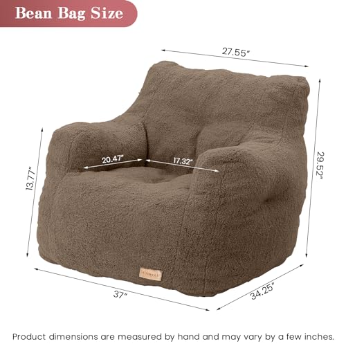Bean Bag Chair with Filler, Tufted Soft Stuffed, Black B61630