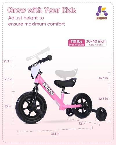 KRIDDO 2-in-1 Kids Tricycle and Toddler Balance Bike, Black U656