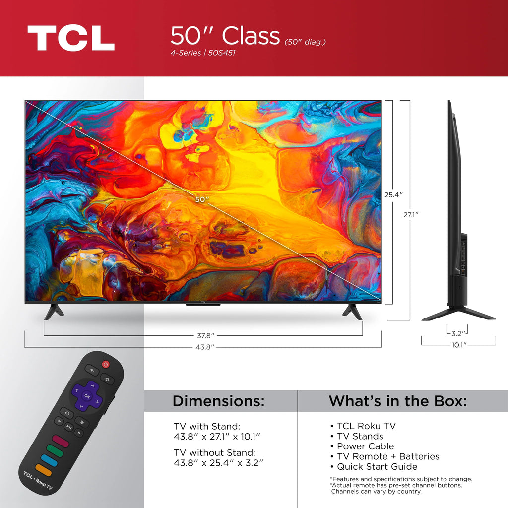 TCL 50" Class 4-Series 4K UHD HDR Smart Roku TV Y72476