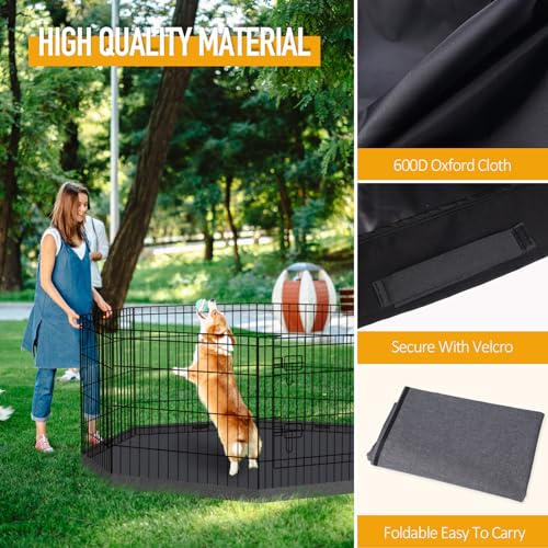 Artmeer Pet Playpen 8 Panels 24 Inch Foldable Dog Fence Kennel, Black N172167