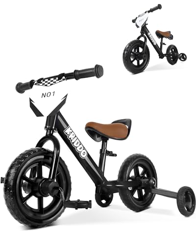 KRIDDO 2-in-1 Kids Tricycle and Toddler Balance Bike, Black U656