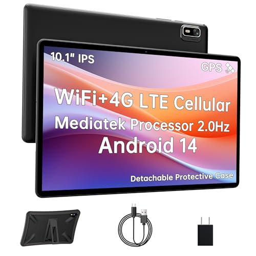 Android 14 Tablet 10.1 Inch 4G SIM Unlocked 3GB+32GB IPS Display Black Z2250
