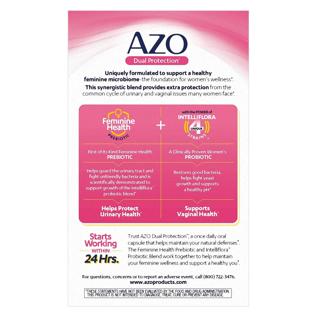 AZO Dual Protection™ Urinary + Vaginal Support Women's Prebiotic Probiotic, 30 count G7786