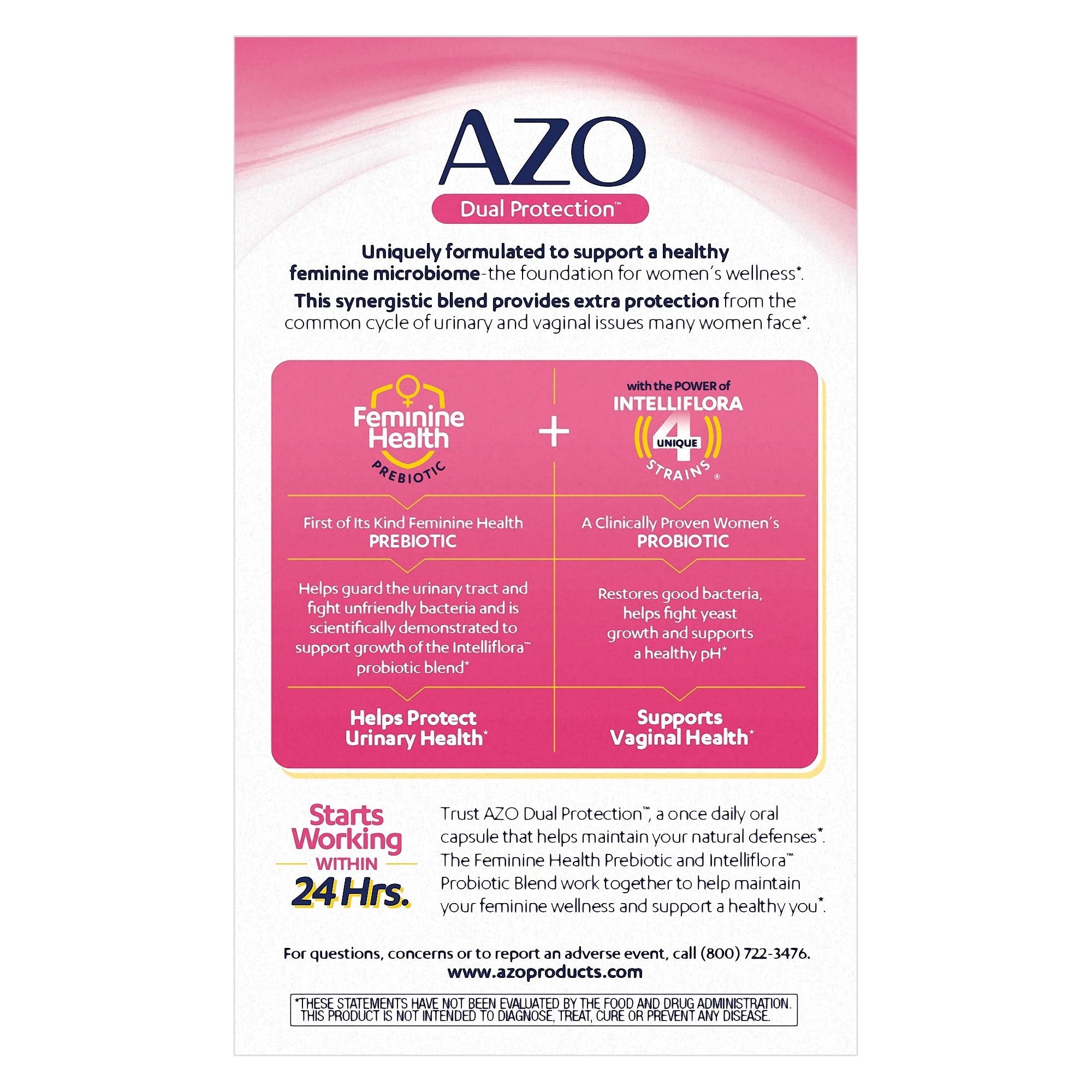 AZO Dual Protection™ Urinary + Vaginal Support Women's Prebiotic Probiotic, 30 count G7786