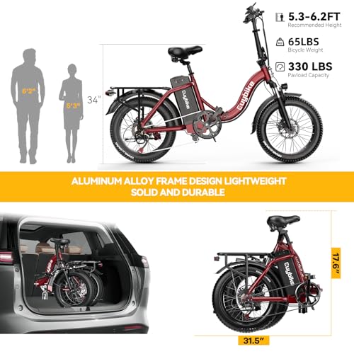Folding Electric Bike 1000W 48V 20AH Removable Battery 20" Fat Tire for Adults C847123