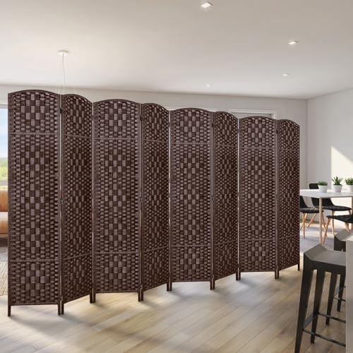 Rose Home Fashion 6 ft Tall Room Divider 4 Panel Folding Privacy Screen, Dark Coffee C8634
