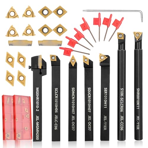 Indexable Lathe Turning Tool 21Pcs Kit 3/8'' 10mm Shank with Carbide Inserts Z5376