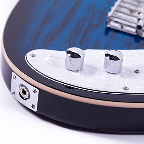 Grote Electric Guitar Semi-Hollow Body Tele Style Basswood Maple Neck Chrome Hardware Blue X47636
