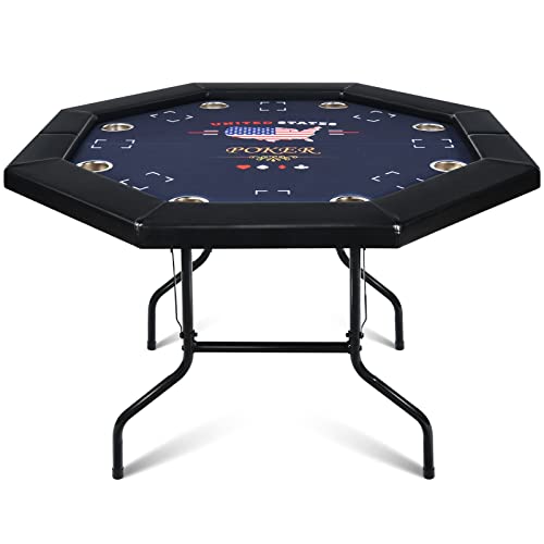 Foldable 50" Octagon Poker Table with Cup Holders L79369