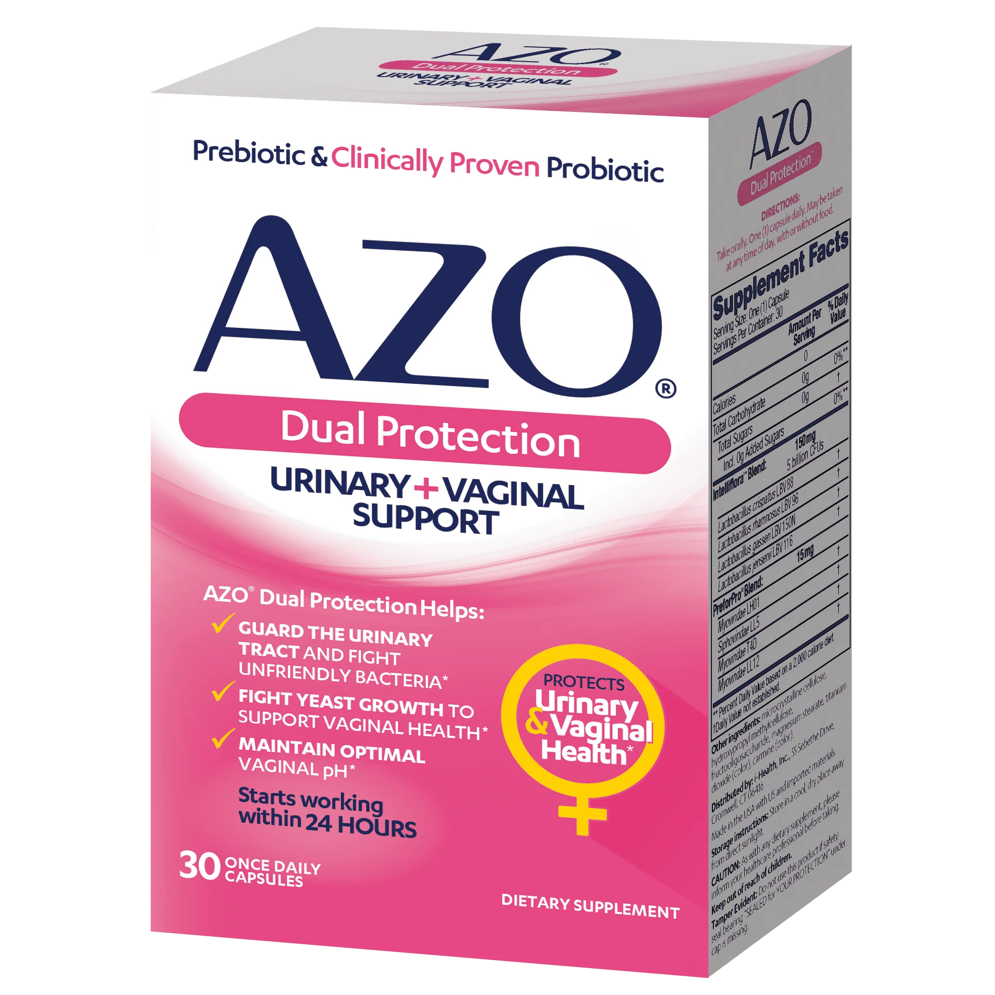 AZO Dual Protection™ Urinary + Vaginal Support Women's Prebiotic Probiotic, 30 count G7786