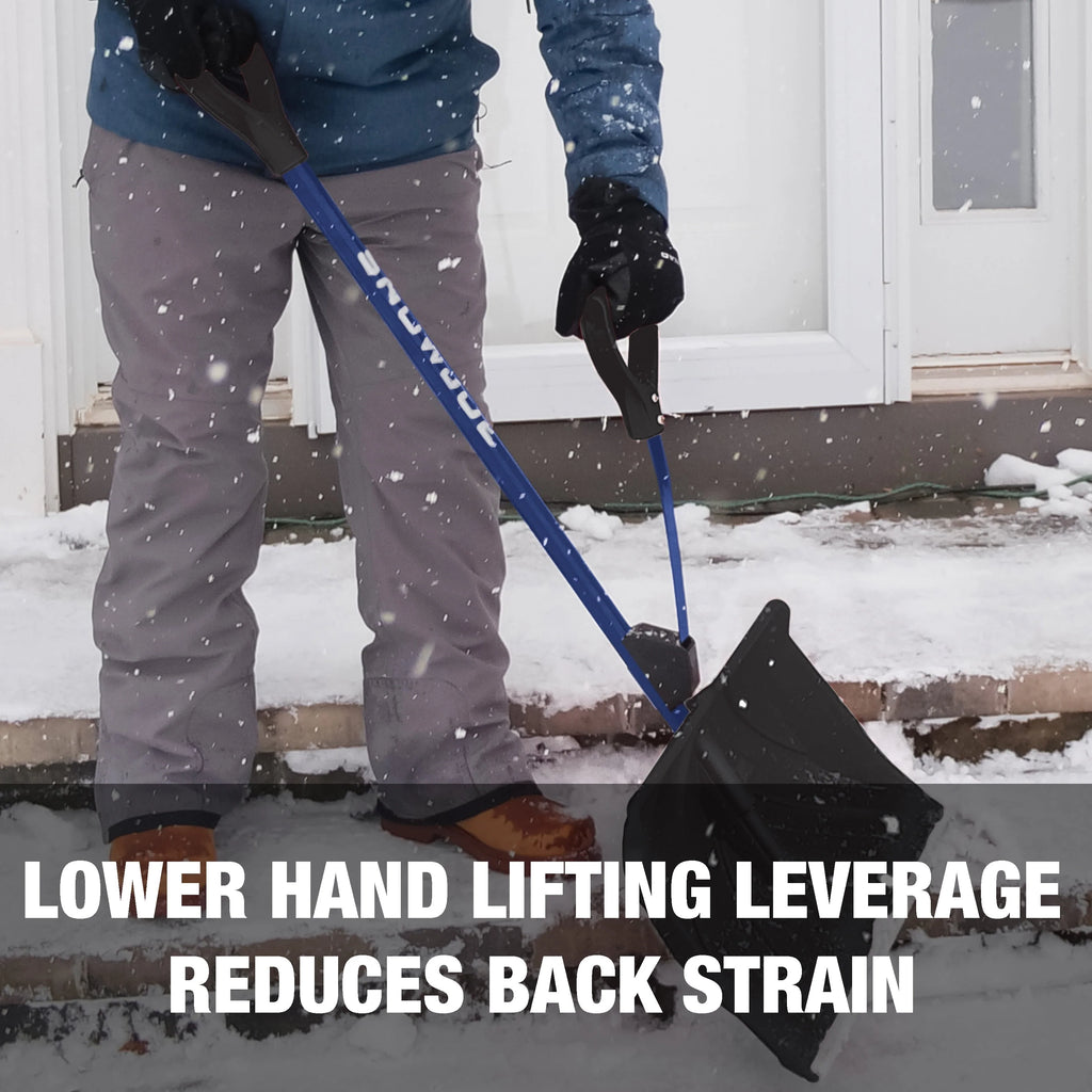 Snow Joe Shovelution Strain-Reducing Snow Shovel, 18-Inch Poly Blade L7115