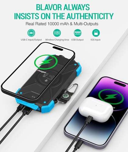 BLAVOR Solar Charger Power Bank 10,000mAh, Wireless, 20W USB-C S38060