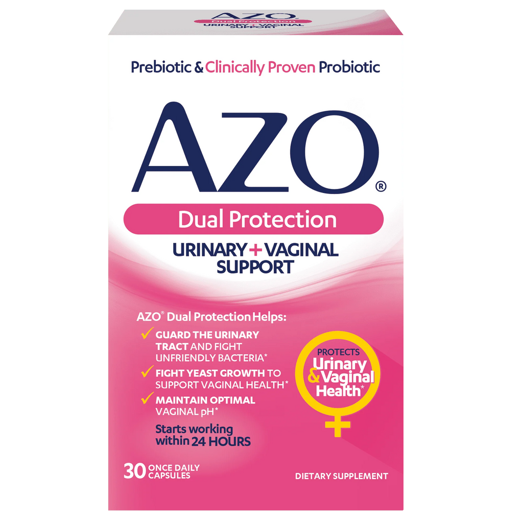 AZO Dual Protection™, Urinary + Vaginal Support*, Women's Prebiotic and Clinically-proven Probiotic, 30 count