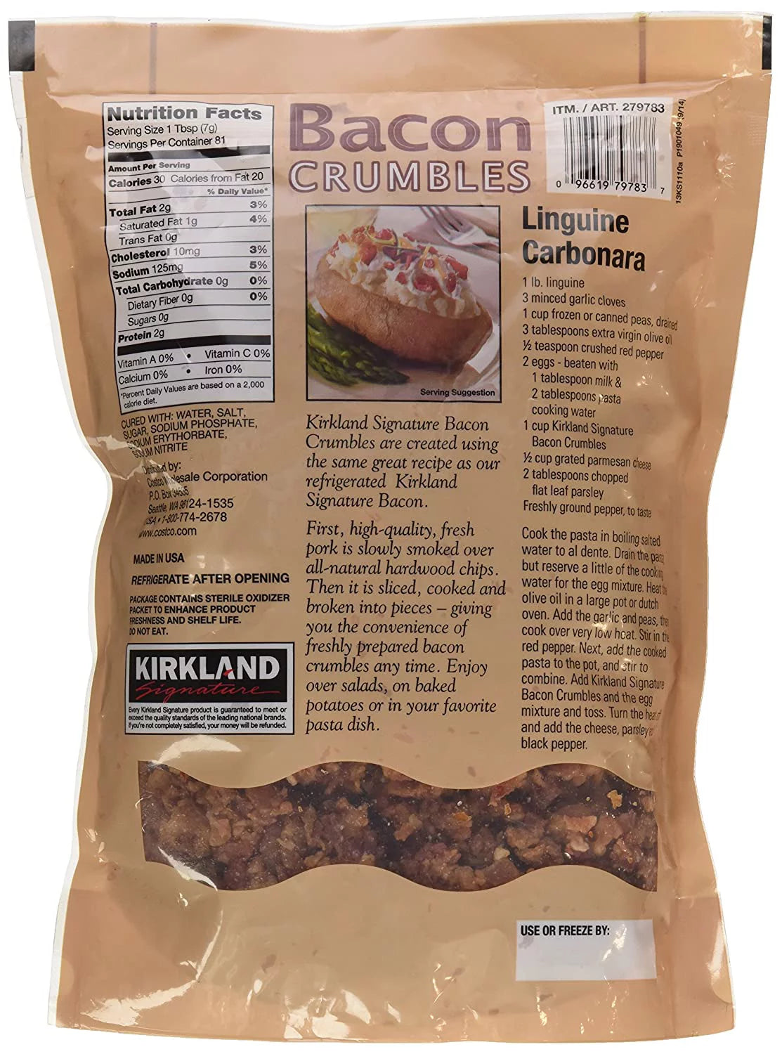 Crumbled Bacon Bits, 20 oz, Naturally Smoked J663