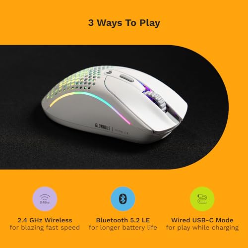 Glorious Gaming Model D 2 Wireless Ergonomic Mouse, 66g, White V612