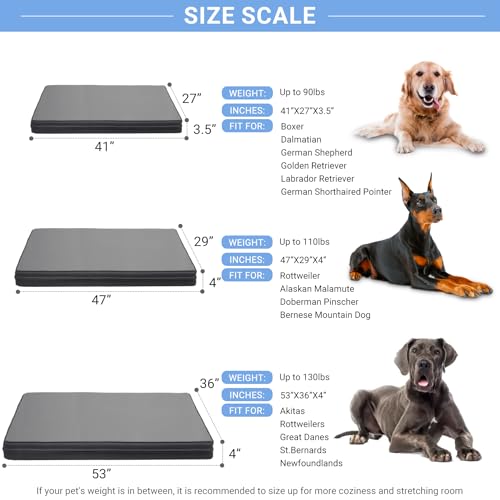 Vonabem Waterproof Dog Bed Large Medium Sized Dogs Outdoor Orthopedic Crate Pad Washable Gray 35"x22" C409