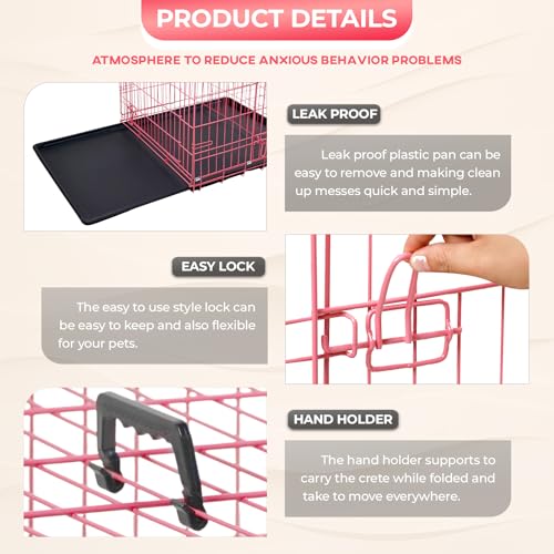 FDW Dog Crate for Large Dogs 48 Inch Folding Metal Wire Cage Double Door N1299