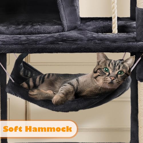 Yaheetech 62.5in Cat Tree with Platform & Hammock, Dark Gray L747397
