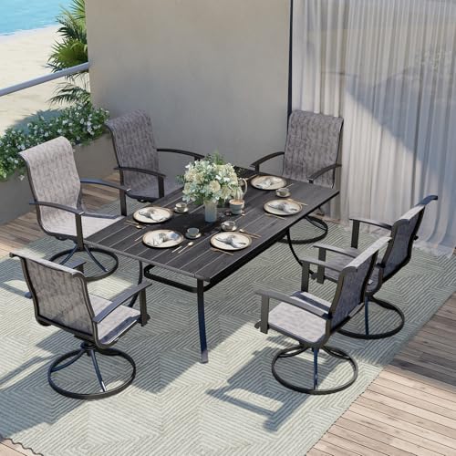 7-Piece Patio Dining Set for 6 with Swivel Chairs and Rectangular Table P2318