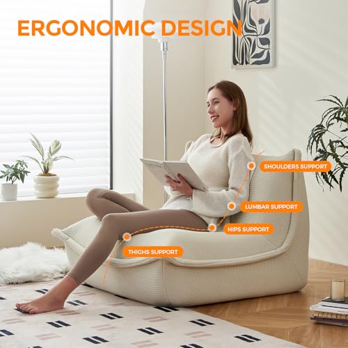 Giant Bean Bag Chair Sofa with Memory Foam for Adults and Kids, Caramel X927258
