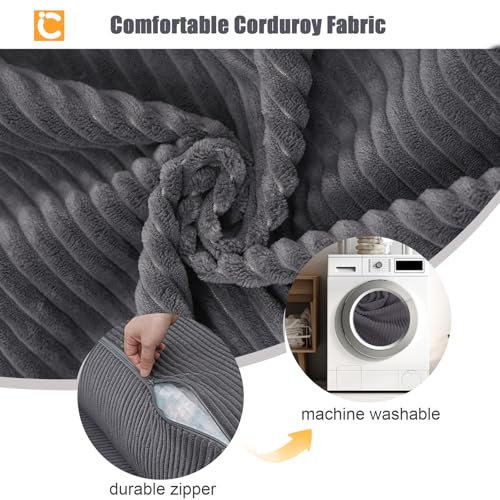 COMAX Folding Sofa Bed Convertible Chair Bed Corduroy 3-in-1 Floor Couch, Dark Grey E940