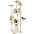 Yaheetech Multi-Level Cat Tree with Scratching Posts, Plush Perches and Condo, Dark Gray and White V70137