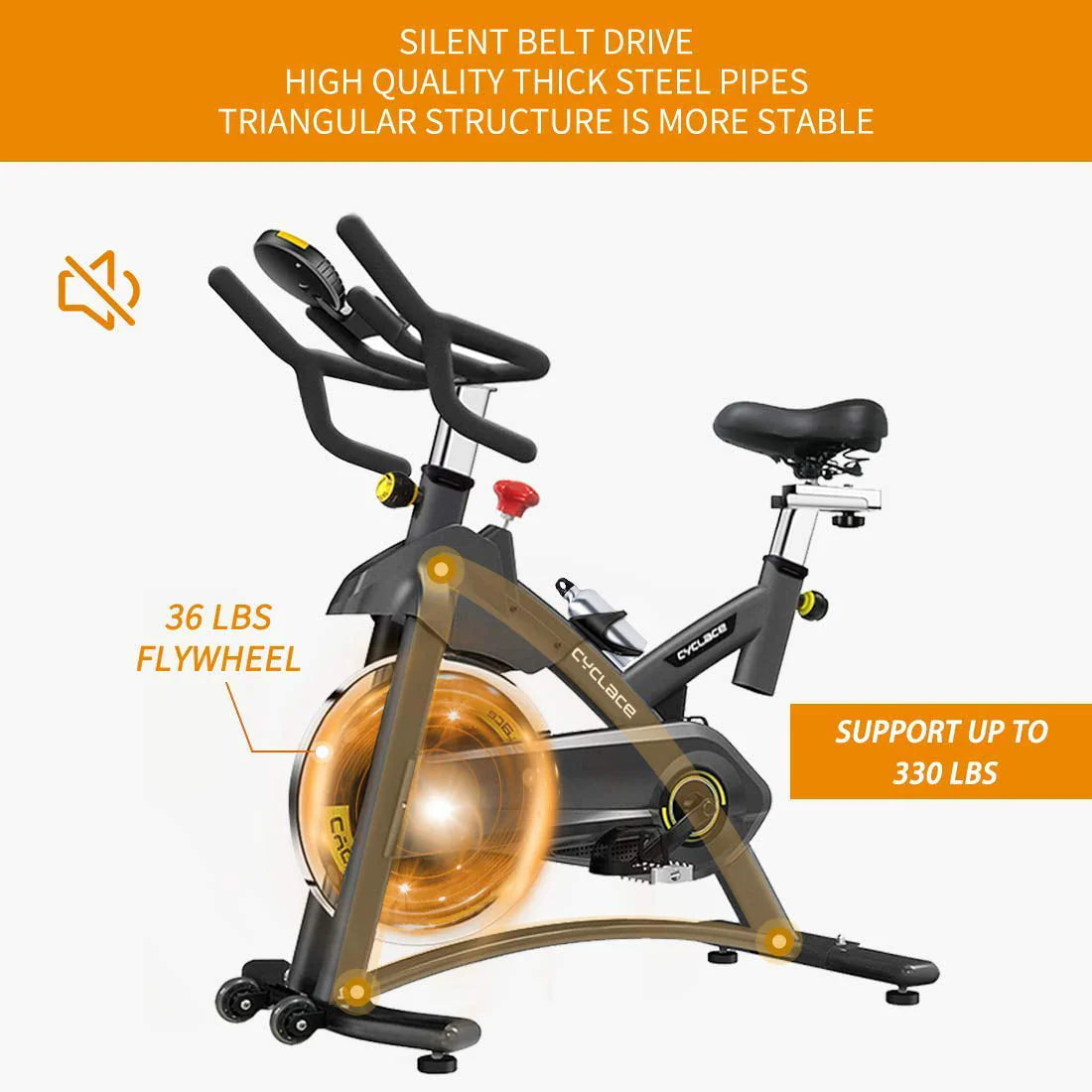 Cyclace PRO Magnetic Exercise Bike 003C 350lbs Indoor Cycling Bike with Tablet Holder S86987
