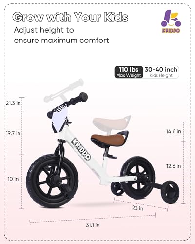 KRIDDO 2-in-1 Kids Tricycle and Toddler Balance Bike, Black U656
