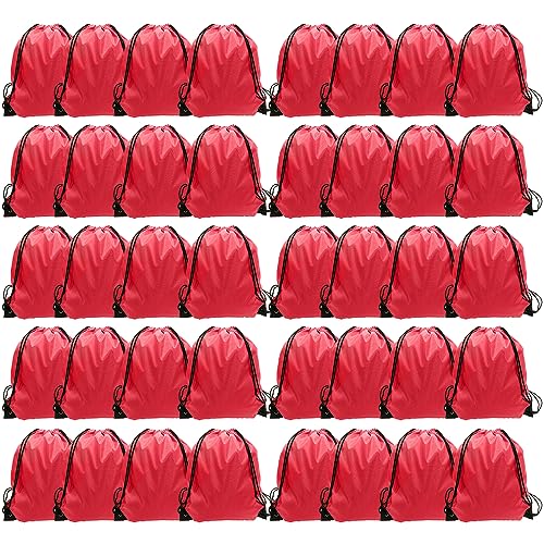 GoodtoU 40 Pack Drawstring Backpacks Waterproof Nylon Cinch Bags for School Gym N792