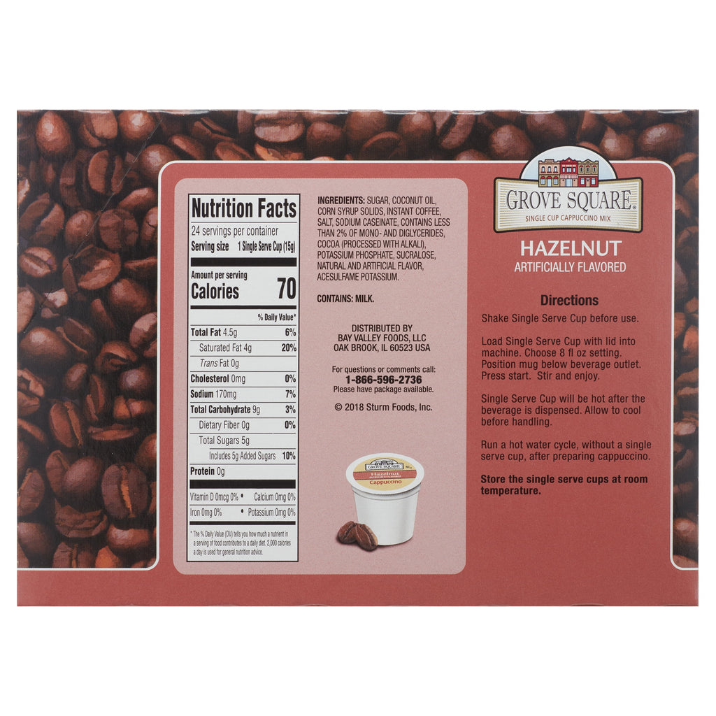 Grove Square Hazelnut Cappuccino Coffee Pods, 24 Count for Keurig K-Cup Brewers J882964