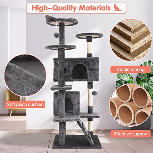 ASHY 54in Cat Tree with Scratching Post for Indoor Cats I993